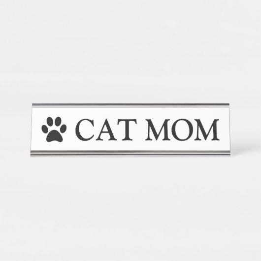 エレガパーソナライズされたンス： Cat Mom デスクネームプレート (正面)