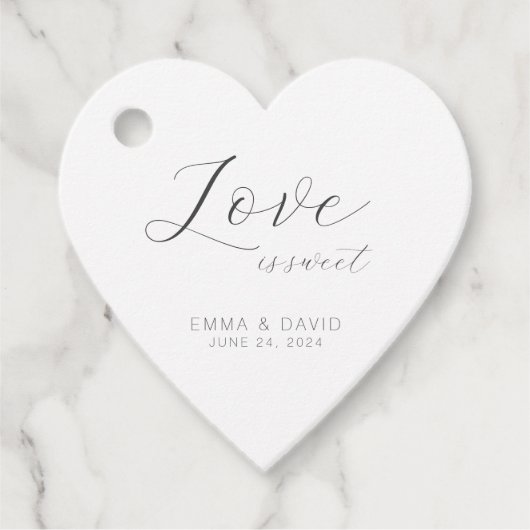 エレガパーソナライズされたントな結婚式のハート型 フェイバータグ (正面)