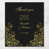 エレガパーソナライズされたントウェディングブラック金ゴールドありがとう ワインラベル (シングルラベル)