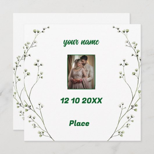 エレガパーソナライズされたントウェディング招待状 セーブザデート (正面/裏面)