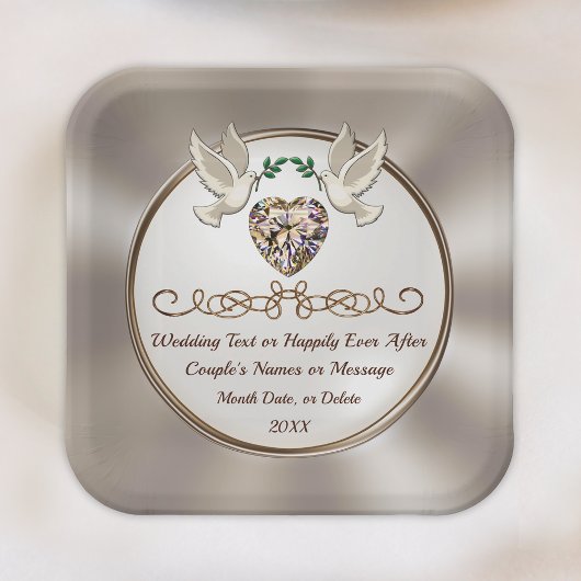 エレガパーソナライズされたントウェディング紙プレート,カスタム ペーパープレート