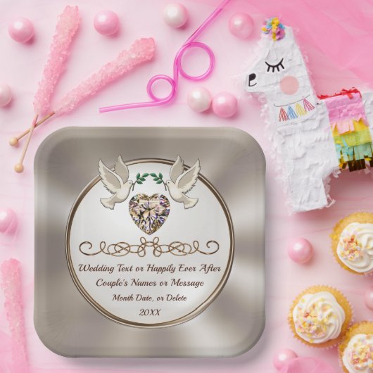 エレガパーソナライズされたントウェディング紙プレート,カスタム ペーパープレート (パーティー)