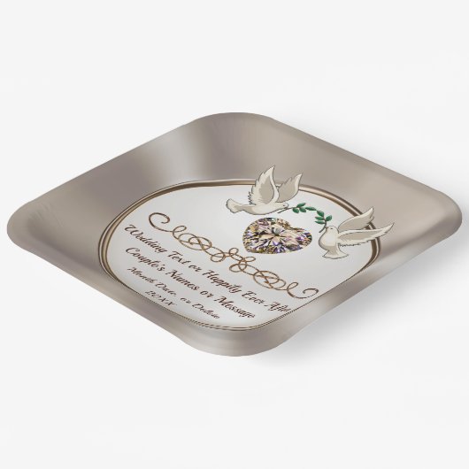 エレガパーソナライズされたントウェディング紙プレート,カスタム ペーパープレート (傾斜あり)