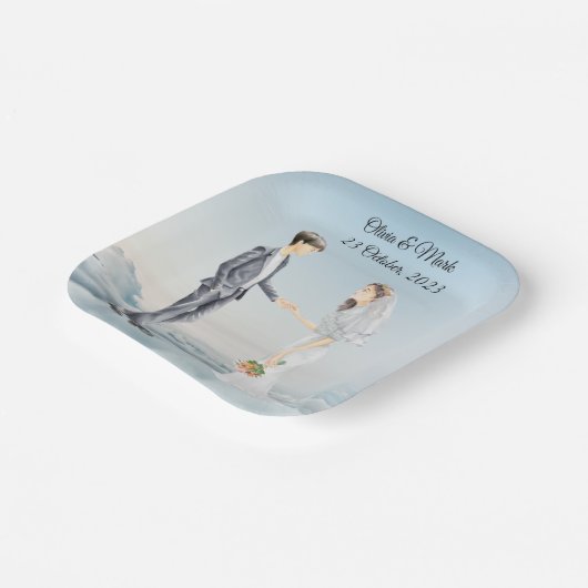 エレガパーソナライズされたントウェディング ペーパープレート (傾斜あり)