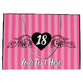 エレガフェミニンントバースデーパーティーピンクストライプ色 ラージペーパーバッグ (裏面)