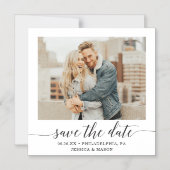 エレガミニマルンス写真結婚式の日付を保存 マグネット招待状 (正面)