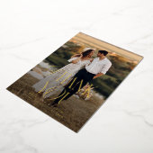 エレガミニマルンス結婚の写真サンキューカード 箔招待状 (回転した状態)