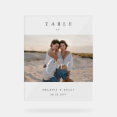 エレガミニマルントウェディングスクリプトフォトテーブル番号 アクリルサイン (正面)