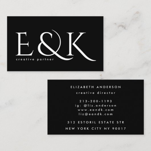 エレガモダンンスはっきりしたビッグモノグラムブラックスクリプト 名刺 (正面/裏面)