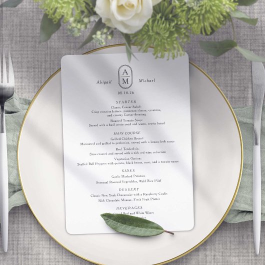 エレガモダンンスシンプル、アーチイニシャル結婚ズ メニュー