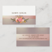 エレガモダンンストライプピンク色の花 名刺 (正面/裏面)