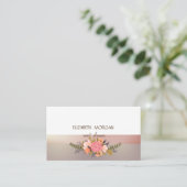 エレガモダンンストライプピンク色の花 名刺 (スタンド正面)