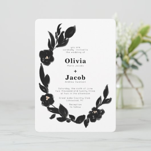 エレガモダンンス絵を描フローラ結婚リース 招待状 (スタンド正面)