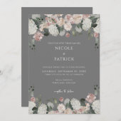 エレガモダンンス赤面フローラセージ結婚グリーン 招待状 (正面/裏面)