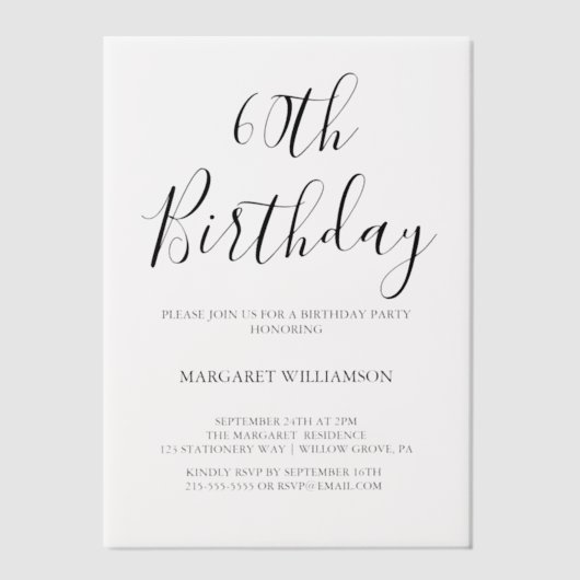 エレガモダンンス60th誕生日 ベラム紙招待状 (正面)