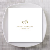 エレガモダンンス：パーソナライズされた金ゴールドハート結婚の スタンダードカクテルナプキン