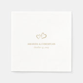 エレガモダンンス：パーソナライズされた金ゴールドハート結婚の スタンダードカクテルナプキン (正面)