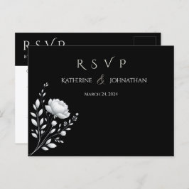 エレガモダンントなウェディング白黒の花 ポストカード