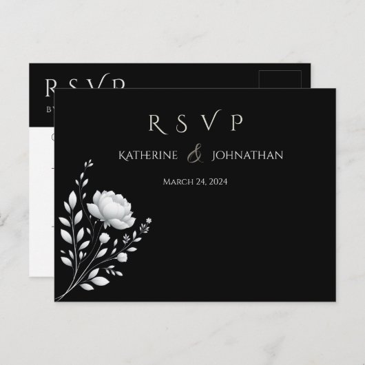 エレガモダンントなウェディング白黒の花 ポストカード (正面/裏面)