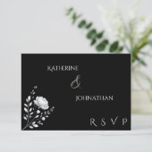 エレガモダンントなウェディング白黒の花 出欠カード (スタンド正面)