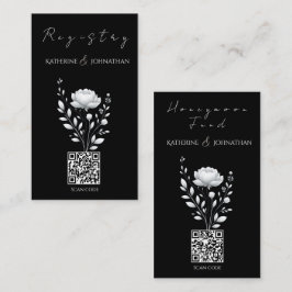 エレガモダンントなウェディング白黒の花 名刺