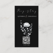 エレガモダンントなウェディング白黒の花 名刺 (正面)