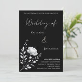 エレガモダンントなウェディング白黒の花 招待状 (スタンド正面)