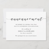 エレガモダンントな結婚式のキャンセルのお知らせ 招待状 (正面)