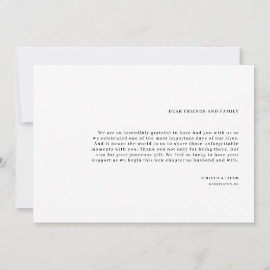エレガモダンントな結婚式の写真サンキューカード サンキューカード (裏面)