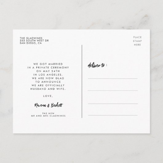 エレガモダンントな結婚式の結び目の写真 ポストカード (裏面)