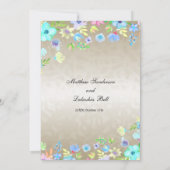エレガモダンントウェディングとティール(緑がかった色)の花 招待状 (裏面)