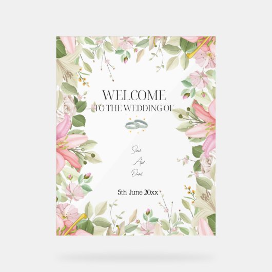 エレガモダンントウェディングウェルカム アクリルサイン (正面)