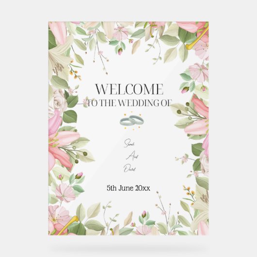 エレガモダンントウェディングウェルカム アクリルサイン (正面)