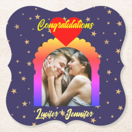 エレガモダンントウェディングカスタムフォトコースターギフト ペーパーコースター