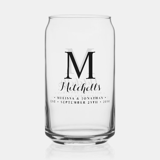 エレガモダンントウェディングカスタムモノグラム名日付 ガラス缶 (正面)