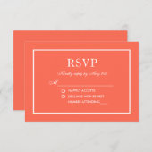 エレガモダンントウェディングコーラルとホワイトRSVP 出欠カード (正面/裏面)