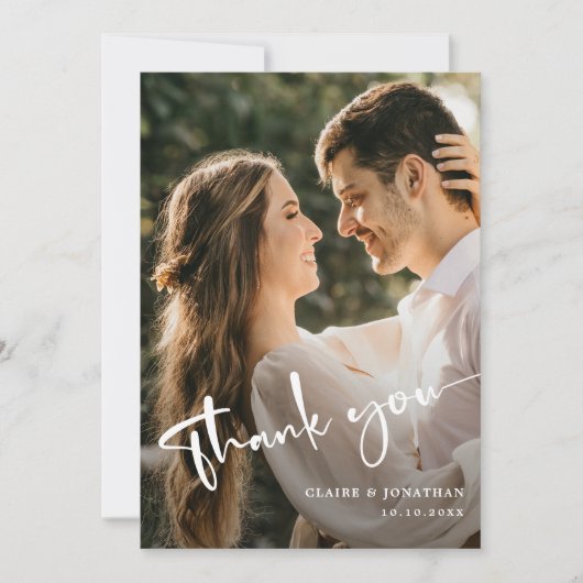 エレガモダンントウェディングサンキューカードカスタム写真 サンキューカード (正面)
