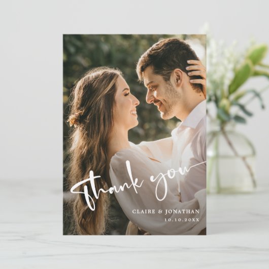 エレガモダンントウェディングサンキューカードカスタム写真 サンキューカード (スタンド正面)