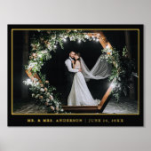 エレガモダンントウェディングフォトブラックと金ゴールド 箔ポスター (正面)