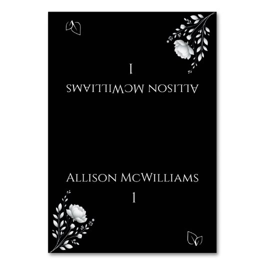 エレガモダンントウェディングブラック&ホワイトベジタリアン テーブルナンバー (正面)