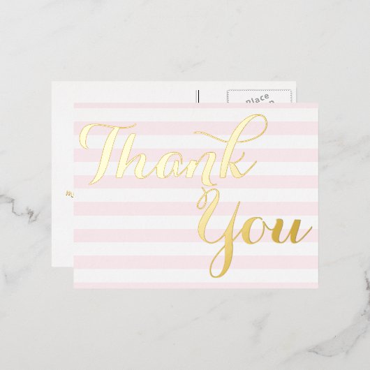 エレガモダンントウェディングベビーシャワーイベントありがとう 箔招待状ポストカード (正面/裏面)