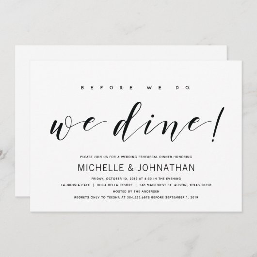 エレガモダンントウェディングリハーサル招待状 招待状 (正面/裏面)