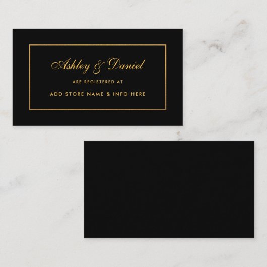 エレガモダンントウェディングレジストリ挿入カードBlk エンクロージャーカード (正面/裏面)