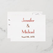 エレガモダンントウェディングレスポンスRSVPバラ金ゴールド 箔招待状ポストカード (正面/裏面)