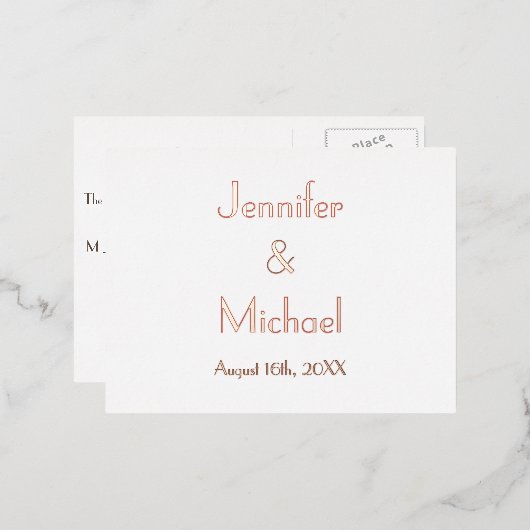 エレガモダンントウェディングレスポンスRSVPバラ金ゴールド 箔招待状ポストカード (正面/裏面)