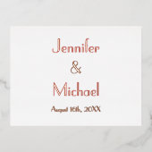 エレガモダンントウェディングレスポンスRSVPバラ金ゴールド 箔招待状ポストカード (正面)