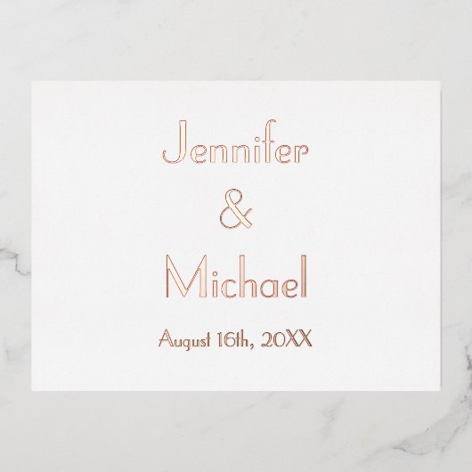 エレガモダンントウェディングレスポンスRSVPバラ金ゴールド 箔招待状ポストカード (正面)