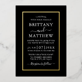 エレガモダンントウェディング白黒ゴールドフォイル 箔招待状