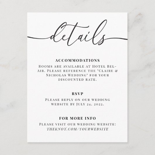 エレガモダンントウェディング詳細エンクロージャカード エンクロージャーカード (正面)