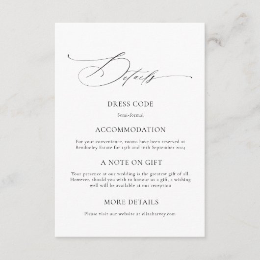 エレガモダンントウェディング詳細カード エンクロージャーカード (正面)